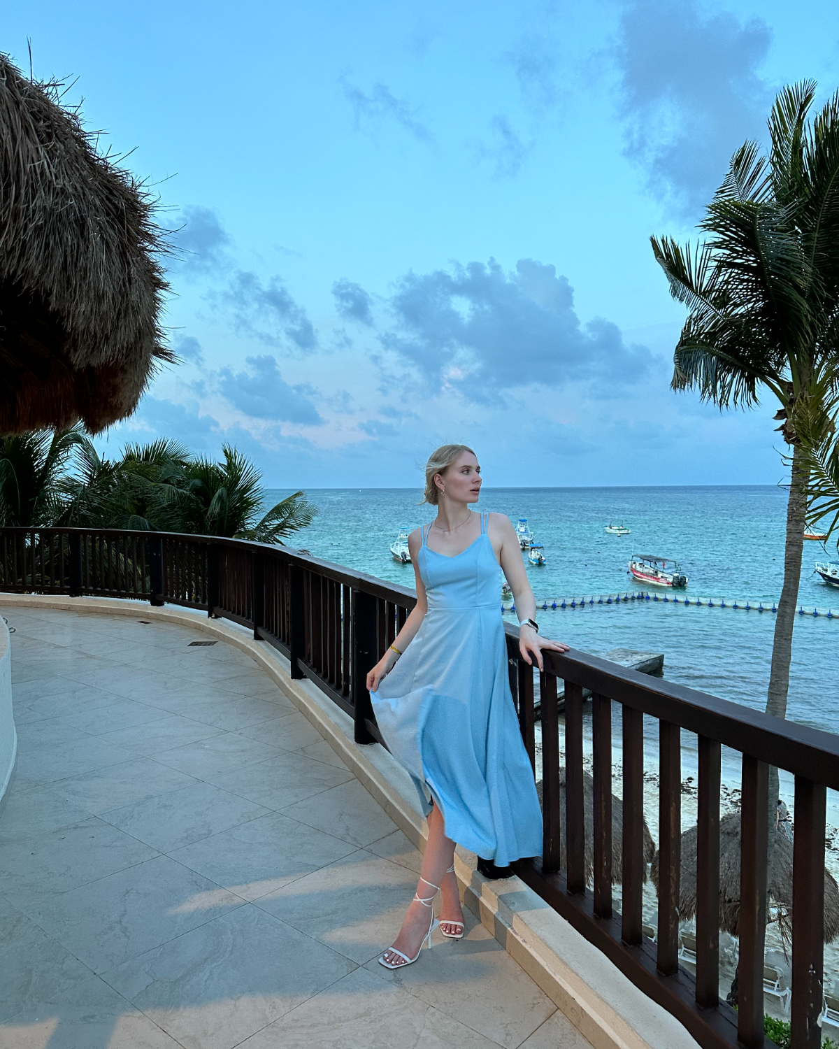 a terrace above the sea at dusk